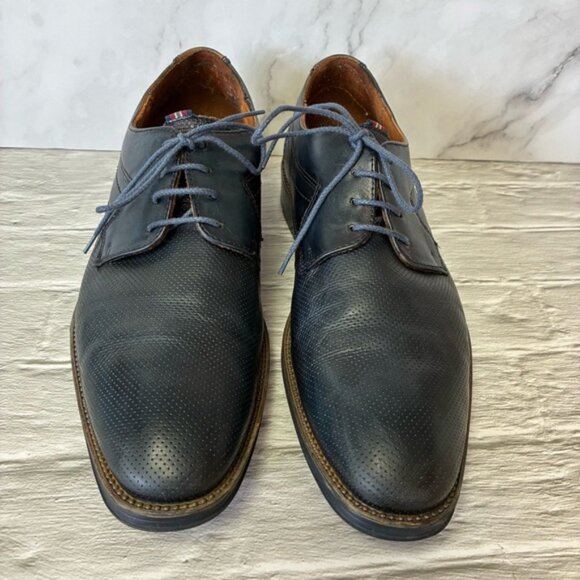 Lloyd Gavino Men's Navy Perforated Leather Dress Derby Oxford Shoes - Picture 2 of 16